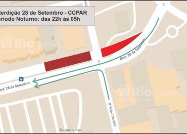 Esquema de trânsito CET-Rio para obra de recuperação no Boulevard 28 de Setembro