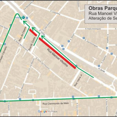 Interdição na Rua Manoel Vitorino para nova fase das obras do Parque Piedade. Acompanhe!