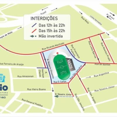 Esquema de trânsito para Vasco x Cuiabá na quinta-feira em São Januário – COR