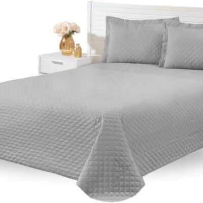 Kit Cobre Leito Casal Padrão 03 Peças Cama Box Matelado (Cinza)