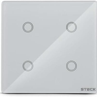 Steck, Interruptor Inteligente 4X4″, Touch Wi-Fi Steck Ambiente Conectado, 4 Módulos, Bivolt, Branco