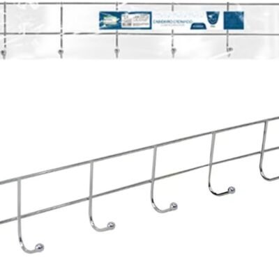 Suporte de Parede Cabideiro Cromado 8 Ganchos
