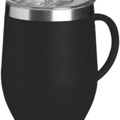 Caneca Térmica de Aço Inoxidável, 360ml, Isolamento a Vácuo (Preto)