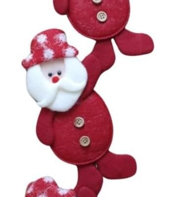 Enfeite de Natal Pendurar Papai Noel ou Boneco de Neve | Decoração Natalina Porta Arvore de Natal Guirlanda 17 x 52 cm (Papai Noel)