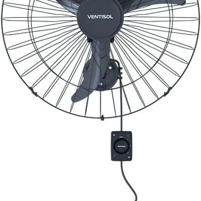 Ventisol Ventilador de Parede Oscilante, 3 Pás Premium, Preto, 60cm, Bivolt