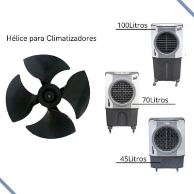 Helice para Climatizador de Ar Portátil 45/70/100 Litros – 4 Pás Original – Compatível com Várias Marcas