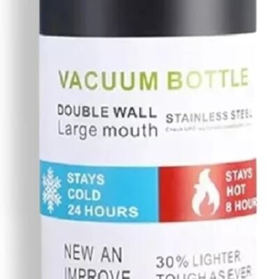 Garrafa Térmica 800ml de Aço Inoxidável, Parede Dupla, Isolamento Térmico a Vácuo, Bico Antivazamento, Com Alça Larga e Infusor, Mantém Bebidas Quentes e Geladas por Longos Períodos (Preta)