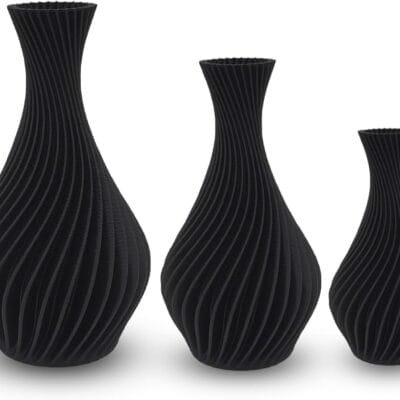 Kit 3 Vasos espirais para Plantas Artificais – Jarro vaso Espiral – Decoração Sala (Preto)