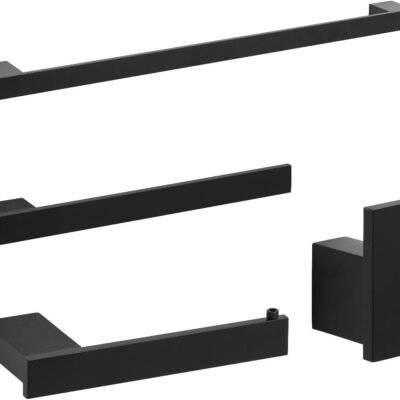 Kit De Acessórios Para Banheiro Preto Fosco Master 4 Peças, MetalCromo