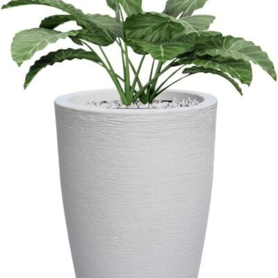 Vaso Polietileno Para Plantas Jardim Sala Luxo Cone Bojo 1 Com Prato (Branco)