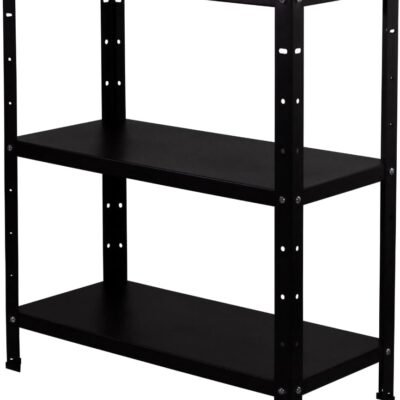 Estante Prateleira Aço 68cm Altura 3 Bandejas 90cm Preto (Preto)