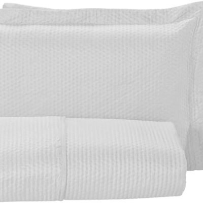 Cobre Leito Colcha Siena Dupla Face e Toque Macio Tamanhos Para Cama de Solteiro, Cama Casal Padrão, Cama Queen e Cama King Qualidade e Sofisticação (Branco, Casal Queen(260x240cm))