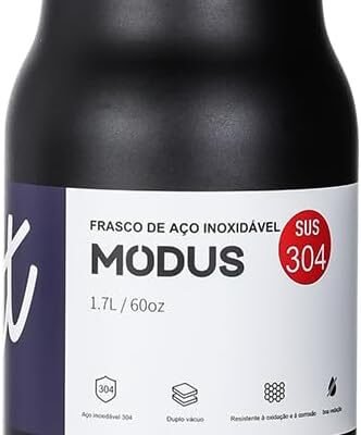 Garrafa Térmica De Grande Capacidade Em Aço Inoxidável Com Canudo 1700ML (Preto)