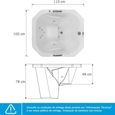 Ofurô Astra Zen Super Luxo 110cmx100cmx78cm com Aquecedor Branco