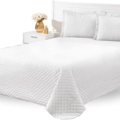 Kit Cobre Leito Casal Padrão 03 Peças Cama Box Matelado (Branco)