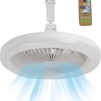 Luz LED com Ventilador | Teto com Controle Remoto – 3 pás, temporização, 3 velocidades, luz LED regulável, luminária para quarto infantil, sala estar Shangjia