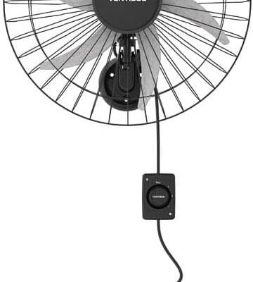 Ventisol Ventilador de Parede Oscilante, Steel, Preto/Prata, 50cm, Bivolt