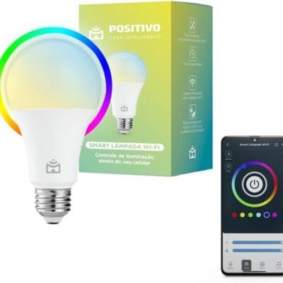 Smart Lâmpada Wi-Fi Positivo Casa Inteligente, Iluminação Branca (Quente e Fria) e RGB (Até 16 Milhões de Cores), 9W, 806 Lúmens, LED, Bivolt, Compatível com Alexa e Google Assistente