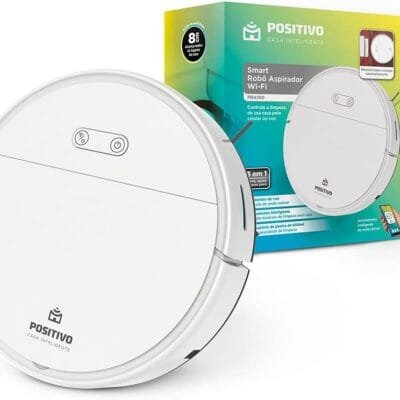 Smart Robô Aspirador Wi-Fi PRA100 Positivo Casa Inteligente, 3 em 1, Varre, Aspira e Passa Pano, Retorna para Base, Controle por Comando de voz ou pelo App, Bivolt – Compatível com Alexa