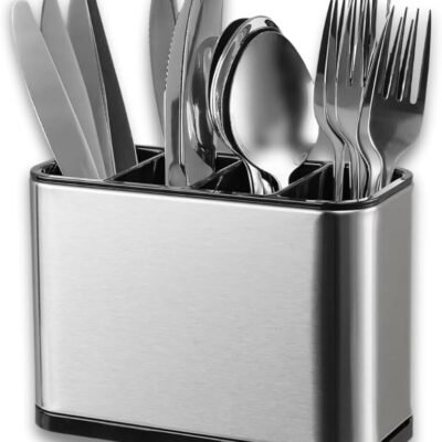 Escorredor de Talheres Aço Inox Premium – Organizador de Utensílios para Pia de Cozinha, Porta Talheres Multiuso com Drenagem Eficiente, Design Compacto e Moderno, Durável e Anticorrosão