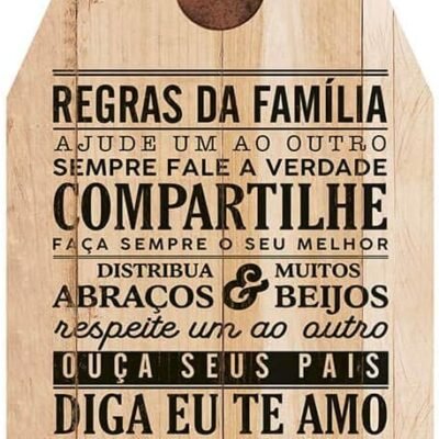 Placa Decorativa Regras Da Família – 19x35cm – Mdf