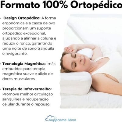 Kit 3 Travesseiros Ortopedico Magnetico com Infra Vermelho Longo Anti Ronco Alivia Dor, Suppremo Sono (3)