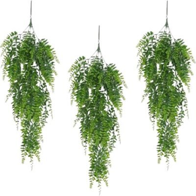 Samambaia Planta Artificial Realista Pendente de Plástico Jardim Vertical Vasos Jardineiras Folhagem Volumosa de 80cm Decoração Para Casa Salas Quartos Escritórios Festas e Eventos (3)