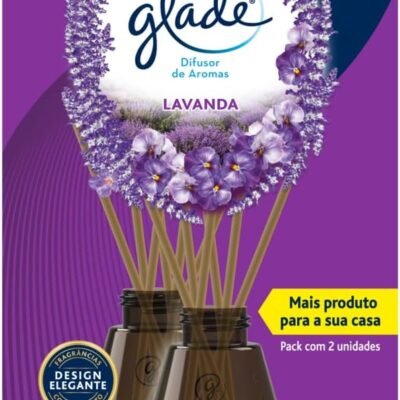 Glade Aromatizador de Ambiente, Difusor de Aromas Lavanda, Óleos Essenciais, 2 Unidades com 6 Varetas, 100ml Cada