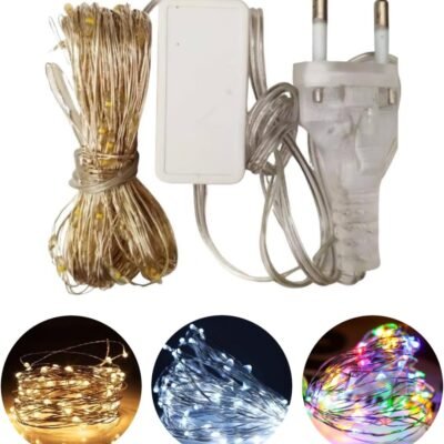 Arame Led Fio Fada Fio de Micro Led String Light Cordão Luz Branco Frio Branco Quente Colorido 10m 100 Leds/Lâmpadas Tomada Bivolt (Branco Quente)