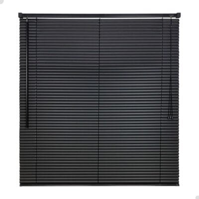 Persiana Horizontal Para Janela PVC 25mm Cortina Sala Quarto (PRETO, 80x130cm)