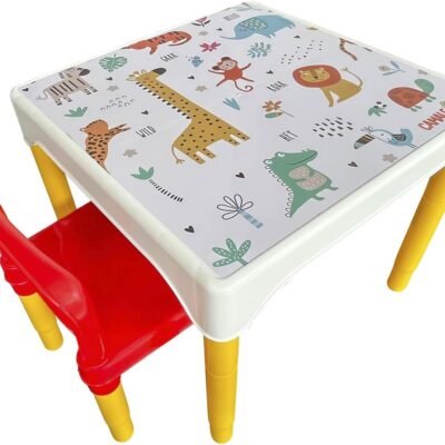 Conjunto Mesa Mesinha Infantil Com 1 Cadeira Escolar Plástica Camaleão (Animais)