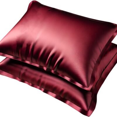 Fronhas de Cetim Kit com 2 Peças Luxuosas e Macias 4 Abas Capa Para Travesseiro 50x70cm Seda Cama de Casal Solteiro Em Oferta! (Marsala)