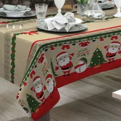 Toalha de Mesa Estampas Natalinas, Papai Noel, Várias Estampas (Sortidos, 6 Lugares)