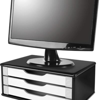 Suporte de Monitor, Souza & Cia, 3349, Black Piano com Branco