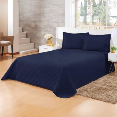 Cobre Leito Matelado Avulso – Conforto e Elegância para o Seu Quarto, Disponível nos Tamanhos Casal e Queen (Azul Marinho, Casal(220x200cm))