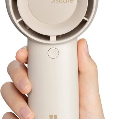 JISULIFE Ventilador turbo portátil portátil [tempo máximo de resfriamento de 16H], 4000 mAh USB recarregável, operado por bateria, pequeno ventilador de bolso pequeno com 5 velocidades para viagem/ar