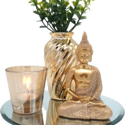 Buda Hindu Tibetano Porta Vela Vaso E Bandeja Decoração Sala