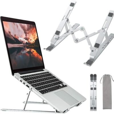 Suporte De Notebook De Alumínio Ajustável Resistente Apoio Mesa em Metal Articulado Dobrável com Altura Regulável Portátil Base para Laptops Premium