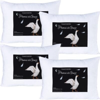 Kit 04 Travesseiros Extra Firme Anti-Alérgico 70CM X 50CM Padrão (Branco)