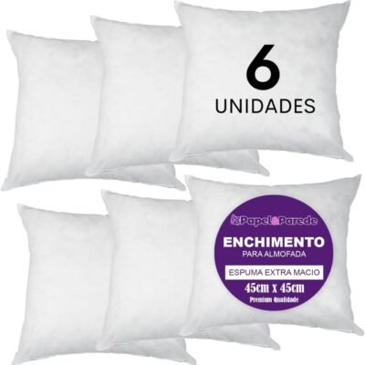 Kit 6 Enchimentos para Almofadas Espuma Ultramacio 45x45cm – Conforto e Maciez para Sala e Quarto