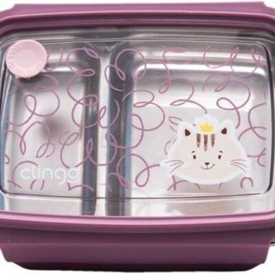 Clingo Bento Box Inox com 2 Divisórias, Tampa Hermética, Livre de BPA, Rosa