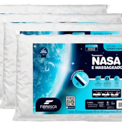 kit 4 pçs travesseiro nasa up 3 p/fronhas 50×70 cm – Fibrasca, Branco