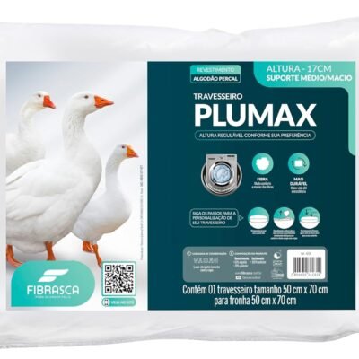 Travesseiro Toque de Pluma – Plumax Percal – Integralmente lavável em máquina – P/fronhas 50×70 cm – Fibrasca