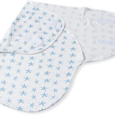 Cueiro Infantil Enroladinho Suave Swaddle Ajustável 100% Algodão Estampado – Loaní (Estrela Mar Azul)
