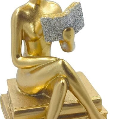 Leitora Estatueta Decorativa Leitura Mulher que Lê Decoração Ornamento Elegante Estátua Pensador Thinker Homem que Lê Abstrata DOL (leitora 09A)