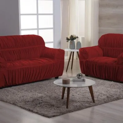 Capa de sofá Elasticada em Malha Gel Spandex (Vermelho, Kit 2 e 3 Lugares)