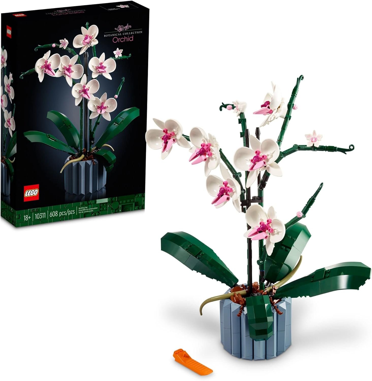 LEGO® Orquídea 10311 Kit de Construção de Decoração de Plantas para Adultos; Construir uma Peça de Exposição de Orquídeas para Casa ou Escritório (608 peças)