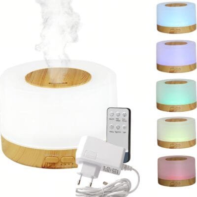 Umidificador Difusor Aromatizador Purificador De Ar 500Ml Ultrassônico Com Controle E Luz De Led 7 Cores Bivolt