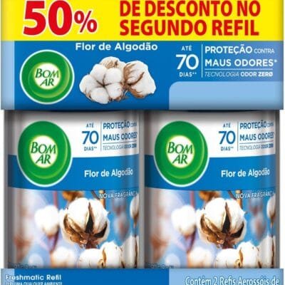 Aromatizador de Ambiente Bom Ar Automático Aerossol Freshmatic Refil na 2ª Unidade Flor de Algodão