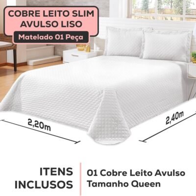 Cobre Leito Matelado Avulso – Conforto e Elegância para o Seu Quarto, Disponível nos Tamanhos Casal e Queen (Branco, Queen(220mx240cm))